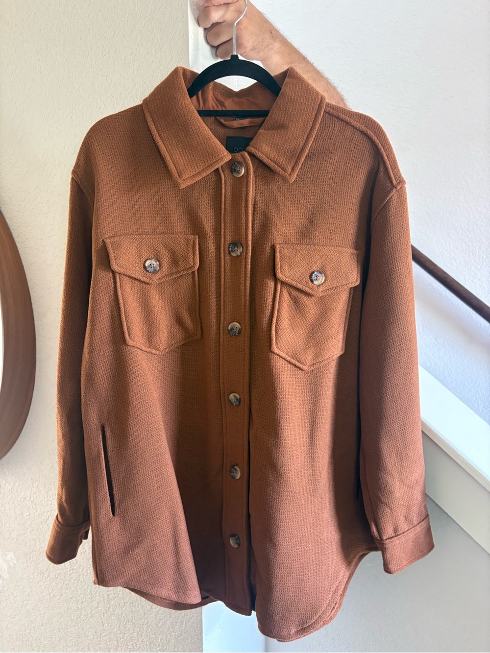 RDI Men's Rust Brown Button-Front Cardigan Shirt Jacket